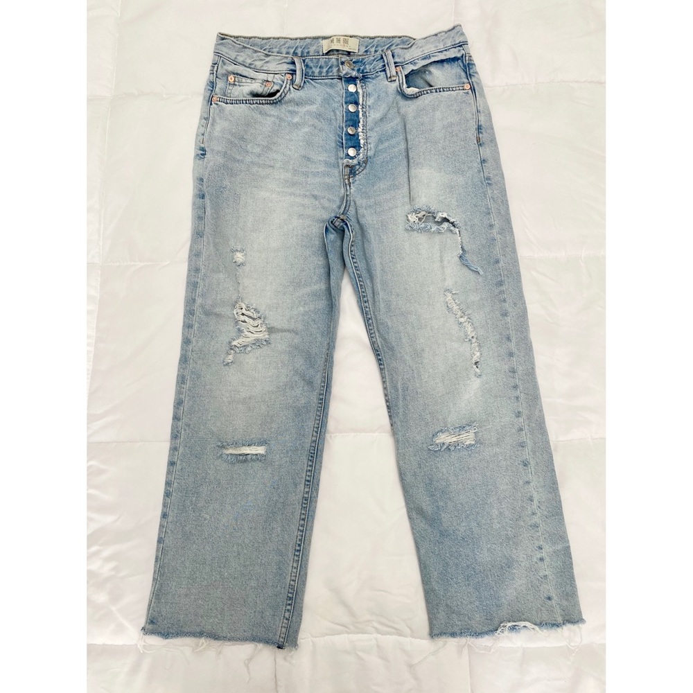 Free People Distressed Button fly Cropped